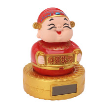 Solar Cai Shen Statue, 11x8,5 cm, Kopfschütteln, Wohlstandsegnen