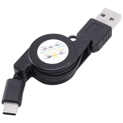 USB Type C USB 3.1 Chargeur de Câble Rétractable Charge Type-C Câble USB-C Noir