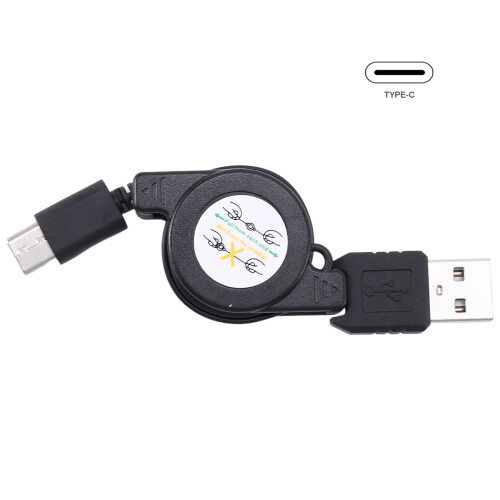 USB Type C USB 3.1 Chargeur de Câble Rétractable Charge Type-C Câble USB-C Noir 1