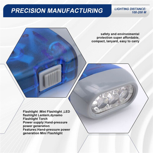 Hand-press LED flashlight Lantern dynamo  flashlight LED emergency home dynamo Torch Lamp self-charging hand Light 2