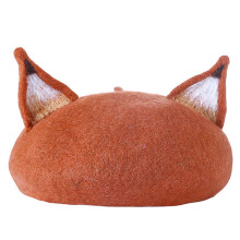 Cute Ear Beret Casual Warm Painter Hat Handmade Beret Honey Color
