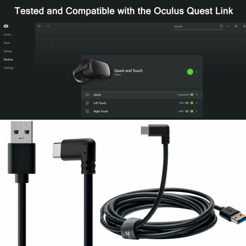 10Ft USB3.1 Type C Lien CâBle Haute Vitesse pour  Quest Lien CâBle 5 Gbps Transfert 2