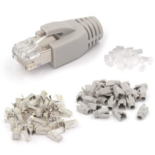 20-Pack CAT7 Shielded RJ45 Connector Cat6A Cat7 RJ45 Modular Plug With Load Bar och RJ45 Drag Relief Boots Grå 8P8C
