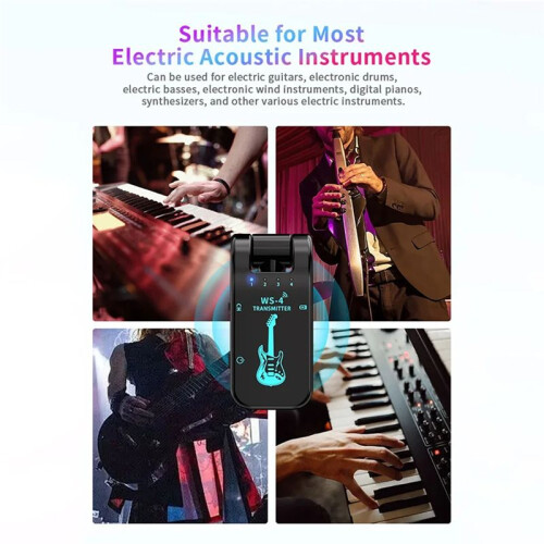 2.4G Wireless Guitar System Rechargeable Guitar Transmitter Receiver 48K/16bit Real- Transmission Rotatable Plug,A 2
