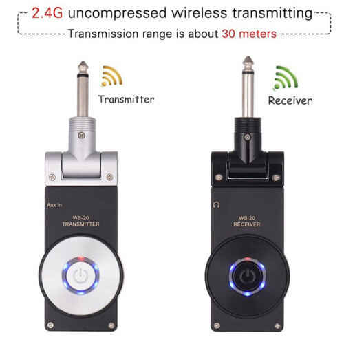 2.4G Guitar Wireless System Transmitter Receiver Rechargeable 180 Rotatable 2