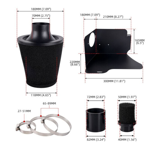 Bil Universal 76mm Luftfilter Svampstilsfilter Bilmodifierade Delar 76mm Filter 1