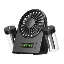 Podwójny Wentylator Natryskowy z Nawilżaczem Powietrza 2 w 1 USB Przenośny Wyświetlacz Cyfrowy do Uzupełniania Wody w Sprayu Wentylator 1200 Mah