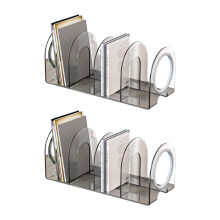 Lot de 2 serre-livres de bureau, 4 compartiments,-Bleu