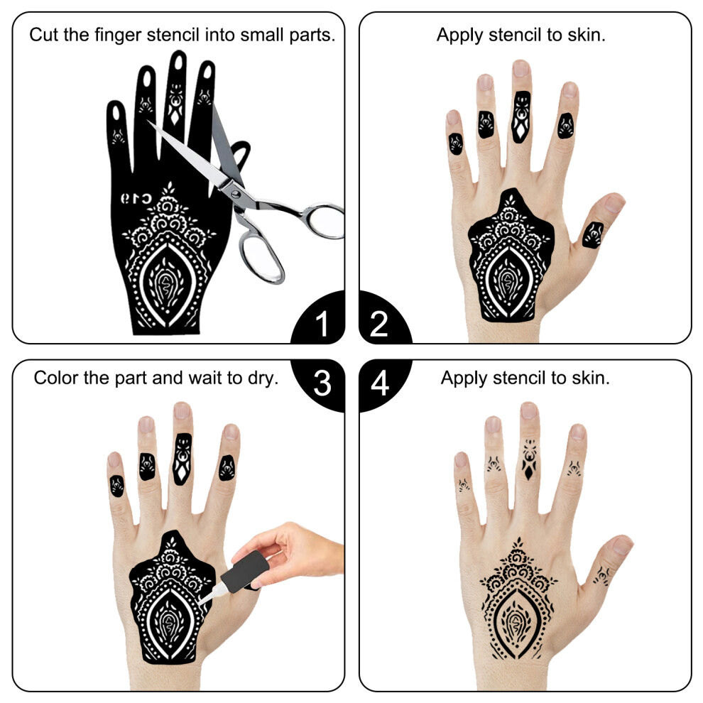 Temporary Tattoo Template Set, Reusable Mehndi Stencils Easy To Use For High-Grade PVC Non-Toxic Waterproof Perfect Body Art Festive Occasions Diy