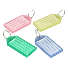 Inclusief houder voor plastic sleutelhangers, verkrijgbaar in diverse kleuren en voorzien van een beschermend, doorschijnend klepje voor gemakkelijk