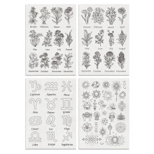 4Pcs Water Soluble Embroidery Pattern Hand Sewing Stabilizers-I