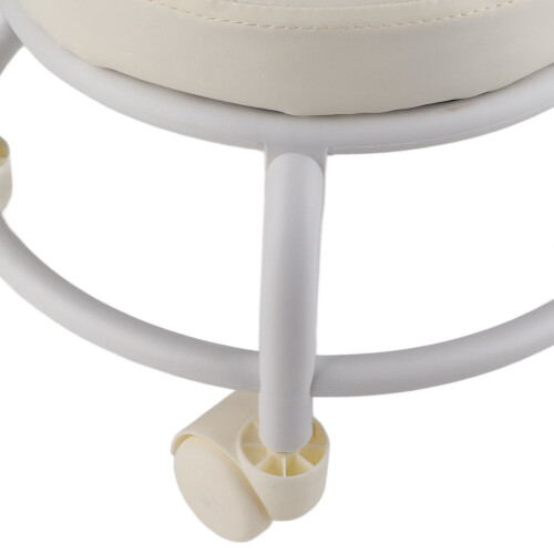 High Density Memory Foam Waterproof Rolling Ottoman Footrest Beige 2