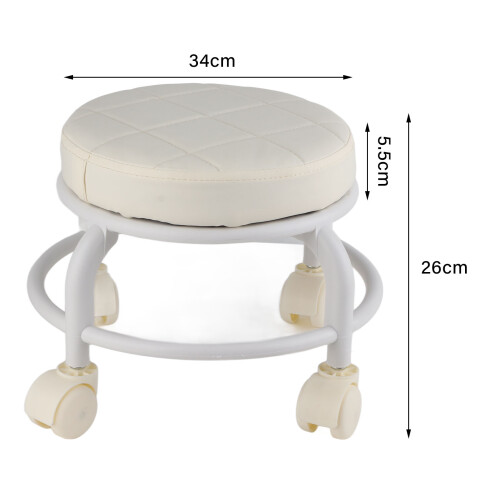 High Density Memory Foam Waterproof Rolling Ottoman Footrest Beige 1