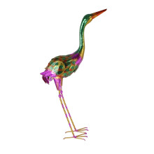 Handgefertigte Eisen-Vogel-Skulptur,-Farbiger Head-up-Stil
