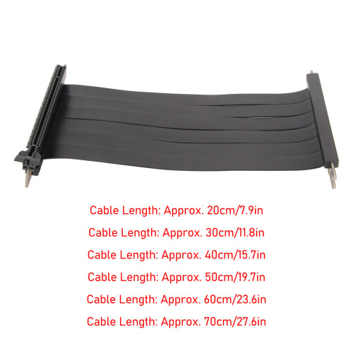 Black PCIE 3.0 X16 Riser Cable 180 Flexible Dual Reverse Connector 40cm 1