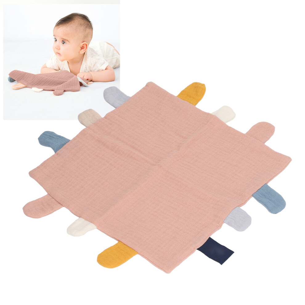 Baby Tag Security Blanket 24X24cm Soft Cotton, Anxiety Relief Pink