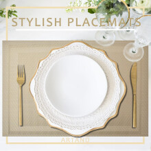 Woven Vinyl Placemats for Dining Table, Heat-Resistant Non-Slip Washable Table Mats with UV Resistant Feature for Kitchen, Indoor Outdoor Use (Set of