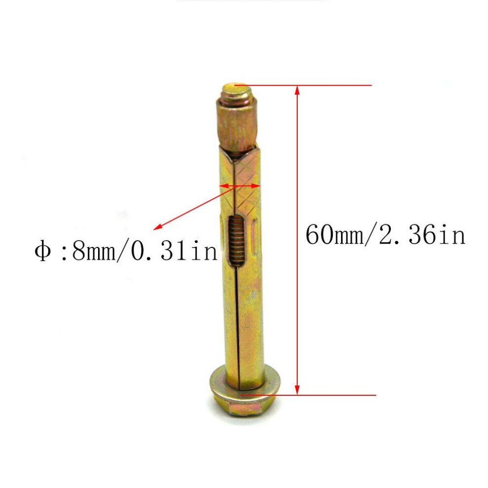 Concrete Anchors, M6 X 60Mm Carbon Steel Expansion Bolt For Heavy Duty Fixings And Anchors, Easy Installation And Versatile Use, Suitable For Indoor 9169997128324