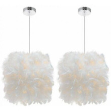 Plafoniera a filo soffitto, lampada a sospensione a forma di piuma che dona un'atmosfera romantica alle tue stanze, bianca, diametro 22 cm, set da 2