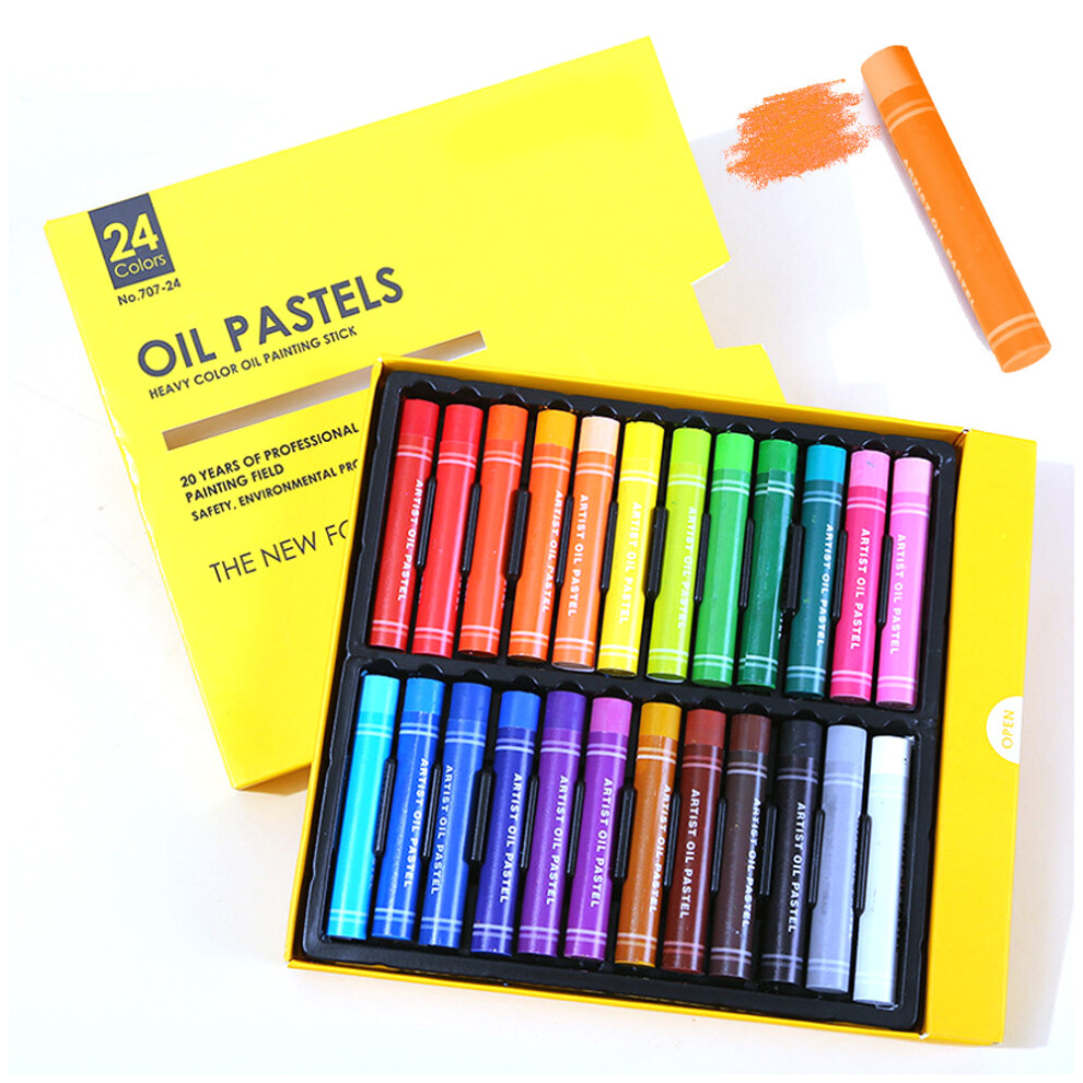 Creative Palette Revival, Vivid Endurance 24 Eco-Friendly Oil Pastels for Kids, Assorted Colors Non-Toxic Materials Effortless Blending or Scratching-image-OPC-PPCQTXX-NEW