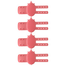 Set of 4 Adjustable Silicone Cats Grooming Brushes for Pet-Pink
