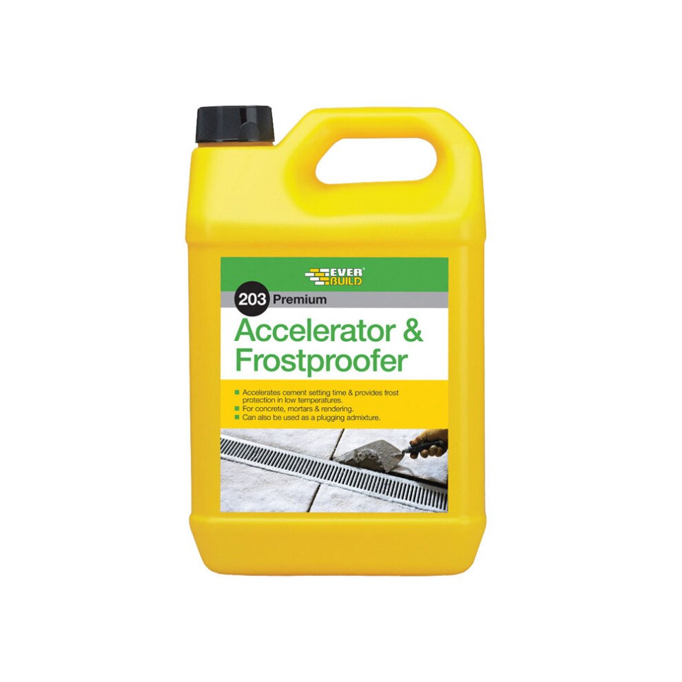 Everbuild 203 Accelerator And Frostproofer Liquid Additive To Accelerate Setting Of Mortar 5 Litre