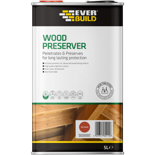 Everbuild Everbuild Wood Preserver Red Ceda 5 litre
