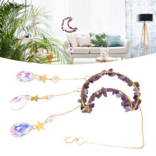 Pendente con cristallo a forma di luna viola per decorazione domestica, portatile, 1 pezzo