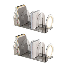 2 Stück klare Acryl-Buchstütze für Regal, 4 Fächer,-Weiß