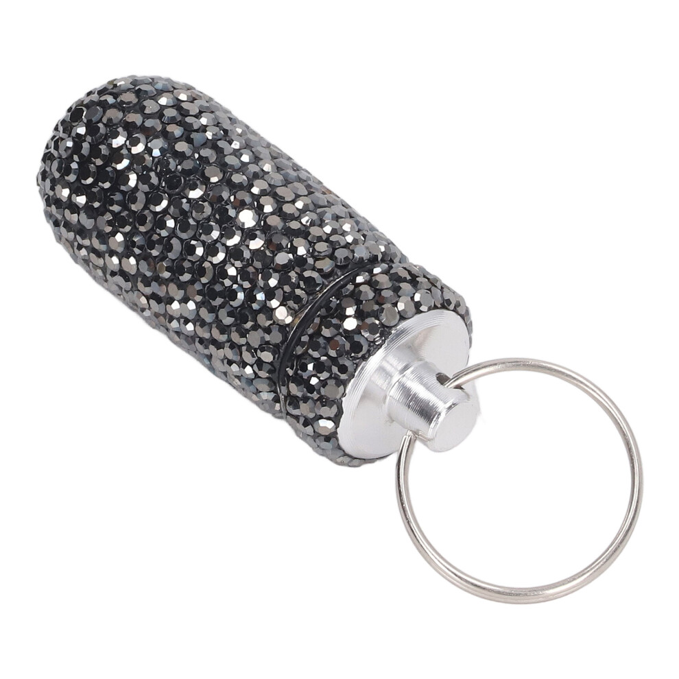 Black Aluminum Alloy Capsule Case 4.5Ml Shiny Waterproof With Keyring