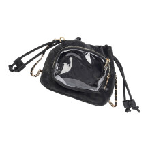 Sac seau tendance, sac à bandoulière pratique en cuir PU-Noir