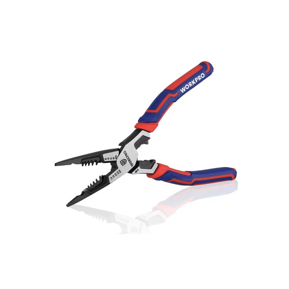 Photos - Pliers WORKPRO Long nose 8in1 non slip soft grip handle wire stripper crimper 190mm long W091038AS
