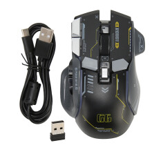 Breathing LED Backlit Gaming Mouse, Rechargeable Wireless Mouse with Macro Programming and Multi-Mode Connection Options