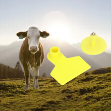 100 pièces d'étiquettes d'oreille en plastique jaune pour bétail, 49x42 mm, pour bovins et porcs