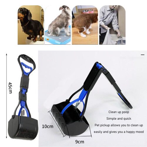 Dog Waste Scooper High Strength Durable Folding Portable Blue Handle 1