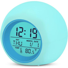 Digital Alarm Clock for Kids & Adults, FM Radio with Snooze, Sunrise Simulation Wake Up Light, Dual Alarm Clock with Colorful Lights & 7