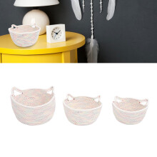 3 Stück Baumwollseilkorb-Set für Baby & Haustiere Weiß, Klein, Mittel, Groß