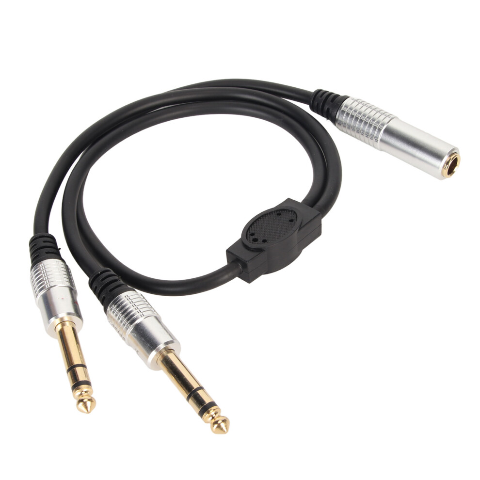 6.35Mm Mono Y Splitter Cable 1.6Ft Male To Dual Female For Amplifier Microphone 7901377450654
