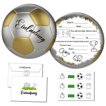 Holdbare og gjenbrukbare, utsøkt design, runde fotballinvitasjoner, tykke pappbursdagsinvitasjoner til barn, unike utfyllingsområder for