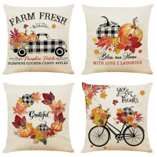 Thanksgiving Decorations, Outdoor Decor Farmhouse Pillow Covers With Durable And Environmentally Friendly Fabric, 4PCS Set (Machine Washable)