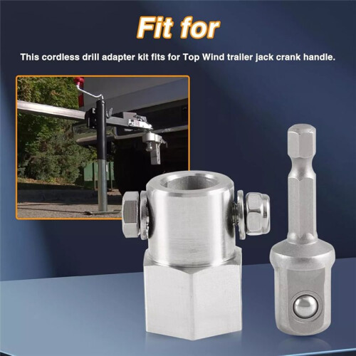 Cordless Drill Adapter Drill Bit Adapter with 1/2 Inch Socket Bit for Trailer Jack Crank Handle 2