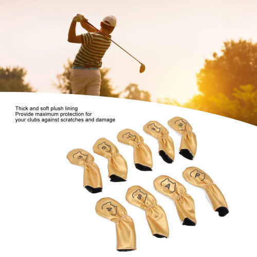 9 pezzi copricapi impermeabili in PU per testa da golf bianco e oro per allenamento 2