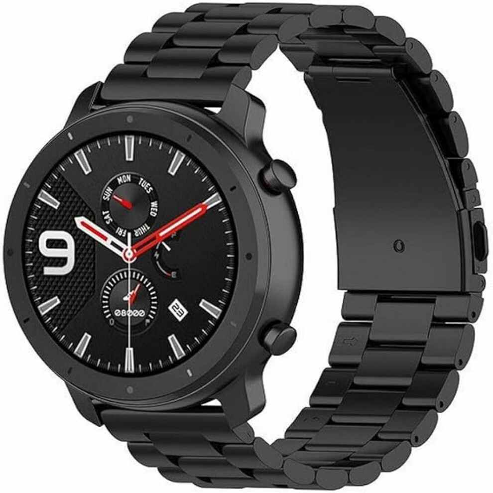 Stainless Steel Watch Band For Samsung Galaxy Watch 46Mm, Quick Release Design Metal Chain Watch Bands With Double Push Button Design, Fold-Over 9169997129994
