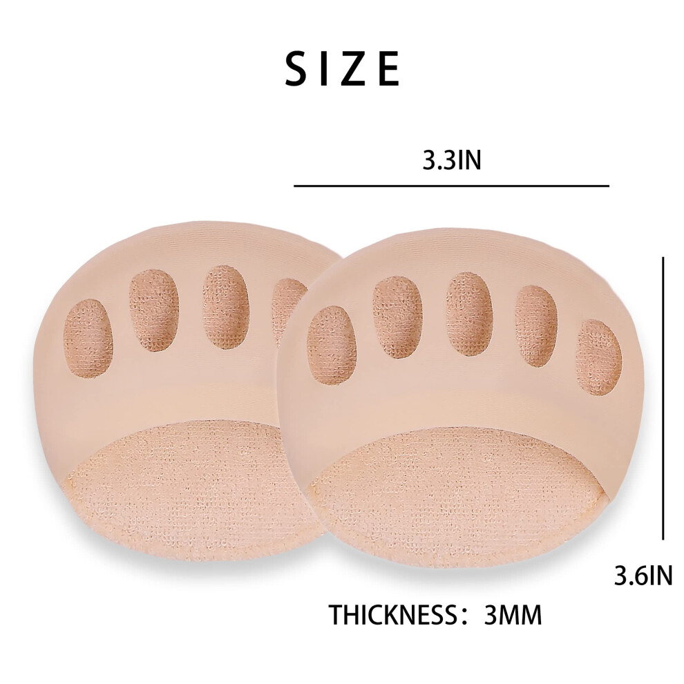 Metatarsal Pads, Honeycomb Fabric Anti-Slip Forefoot Cushions, Comfortable Reusable Pads for Relieving Pressure, Ergonomic Design Invisible for Women