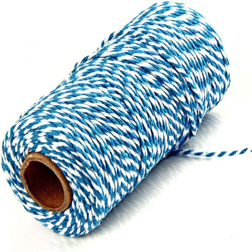 Δώρα και χειροτεχνίες DIY, σπάγκος Lake Blue And White, 100 μέτρα από μείγμα βαμβακιού υψηλής