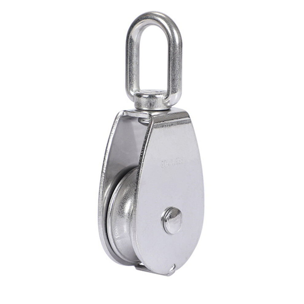 Heavy Duty Capacity Wire Rope Pulley, Smooth Surface Stainless Steel Swivel Pulley Anti-Rust Structure For Indoor Outdoor Applications, Camping 9173940260146