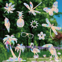 Reusable Window Clings For Bird Strikes Prevention, Non-Adhesive Prismatic Vinyl Static Cling Window Sticker, Decorative Anti-Collision Decals, 2