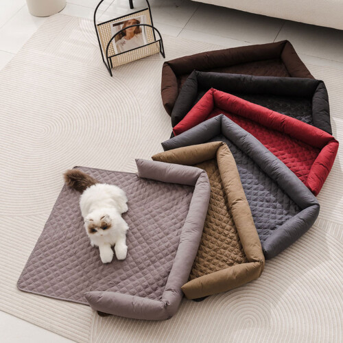 Foldable Dog Bed Mat Soft Cushion Pet Sleep-Light Grey L Size 2
