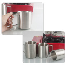 300 ml Edelstahl-Campingbecher mit faltbarem Griff, Trinkbecher fürs Reisen