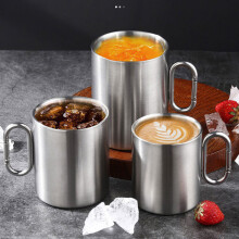 Tazza in acciaio inossidabile per campeggio, capacità 200ml/300ml/400ml, con manico amoscatta